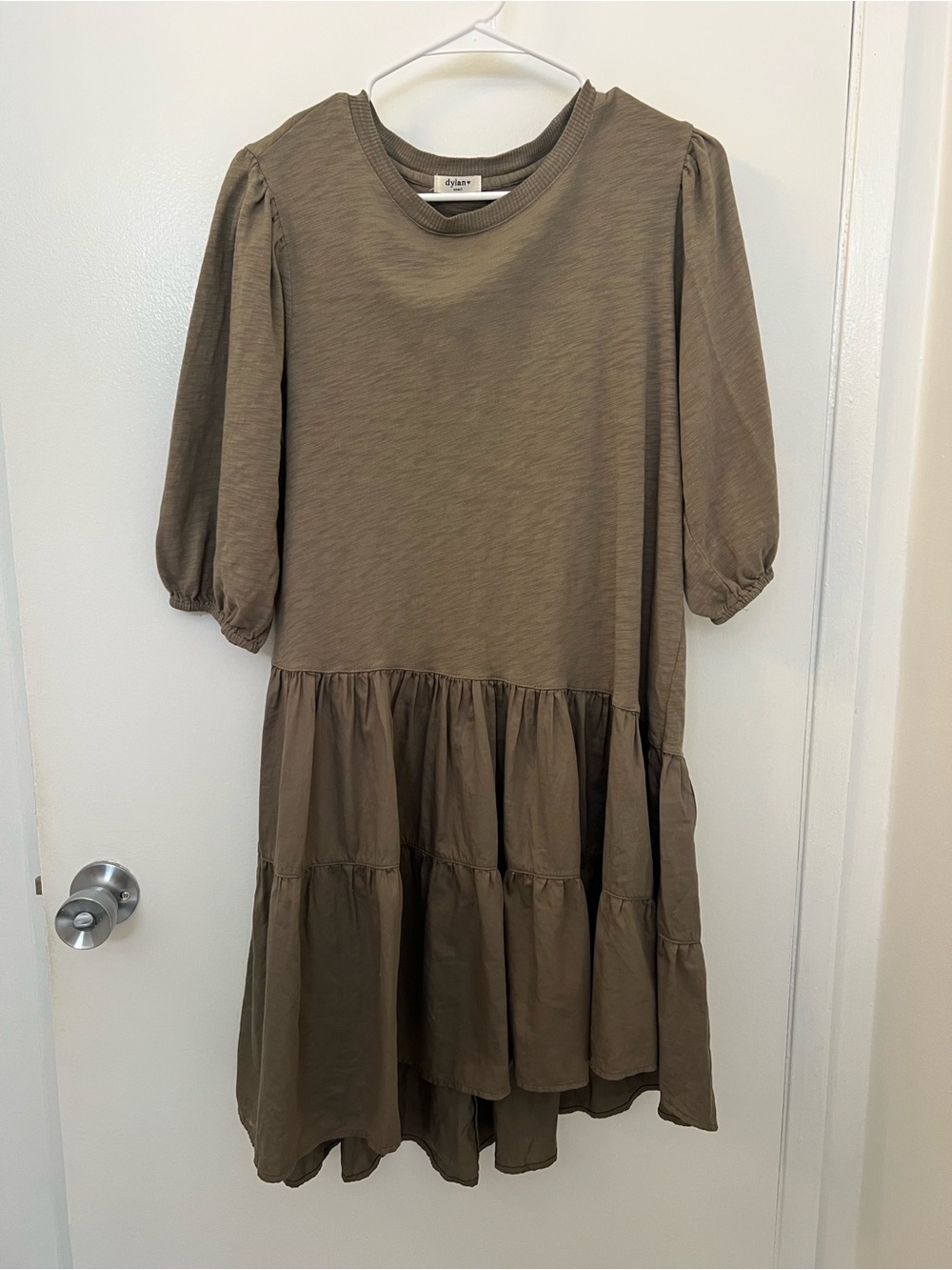 Womens Olive Tiered Dress